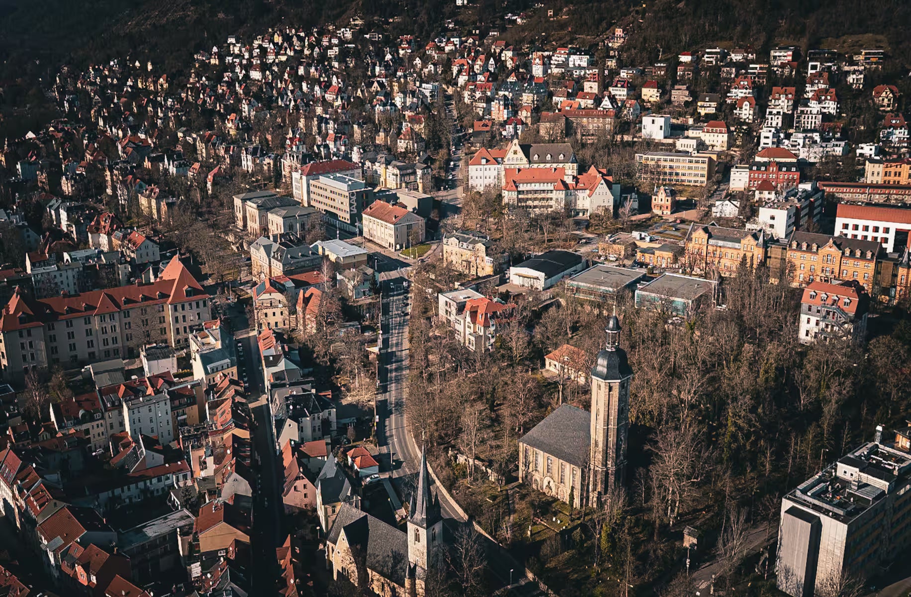Luftaufnahme von Jena – Stadtspiel Urban Puzzle mit Blick auf Zentrum und Umgebung