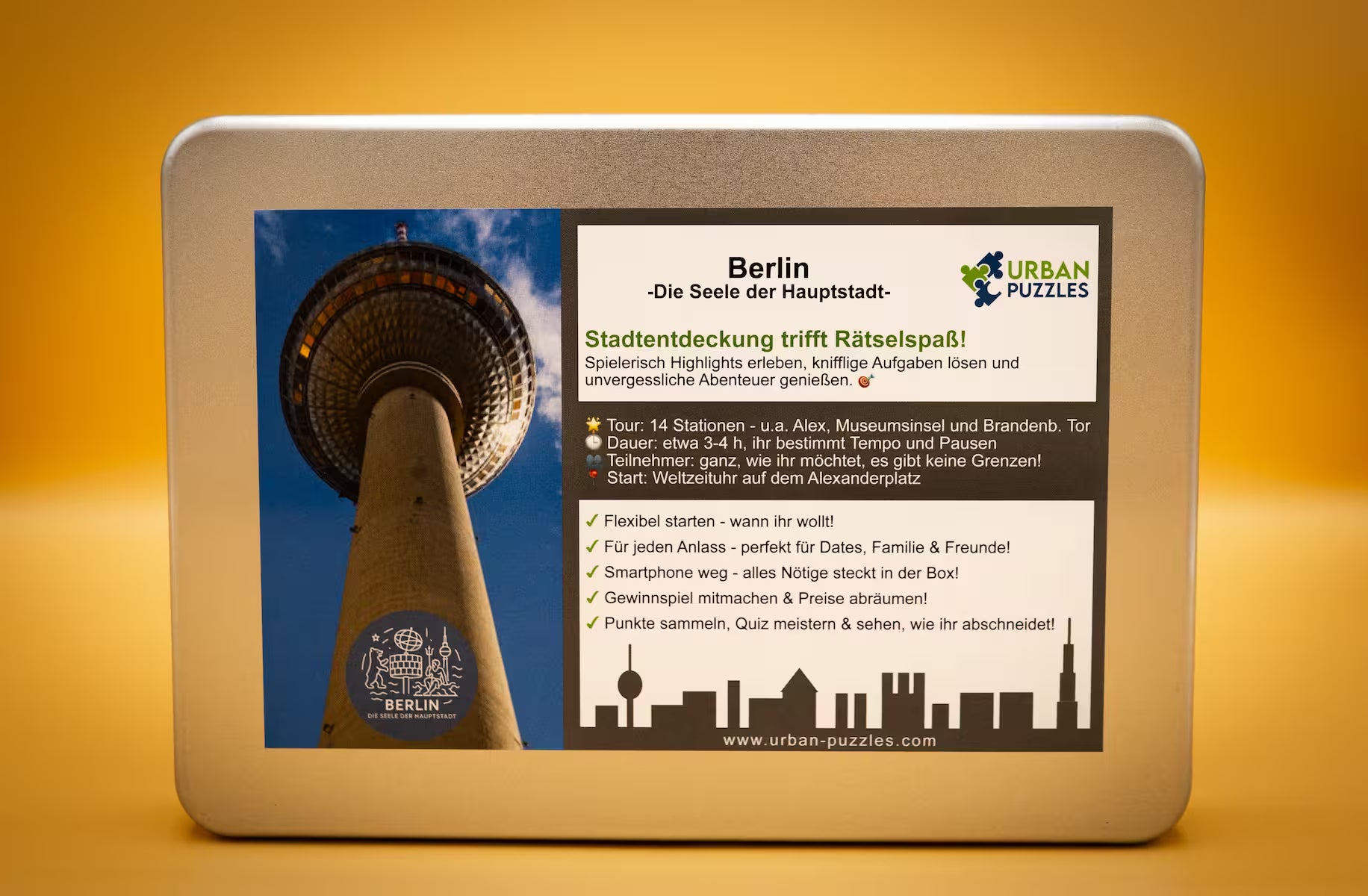 Urban Puzzle Stadtspiel Berlin – Spielbox „Die Seele der Hauptstadt“ mit Stadtmotiv