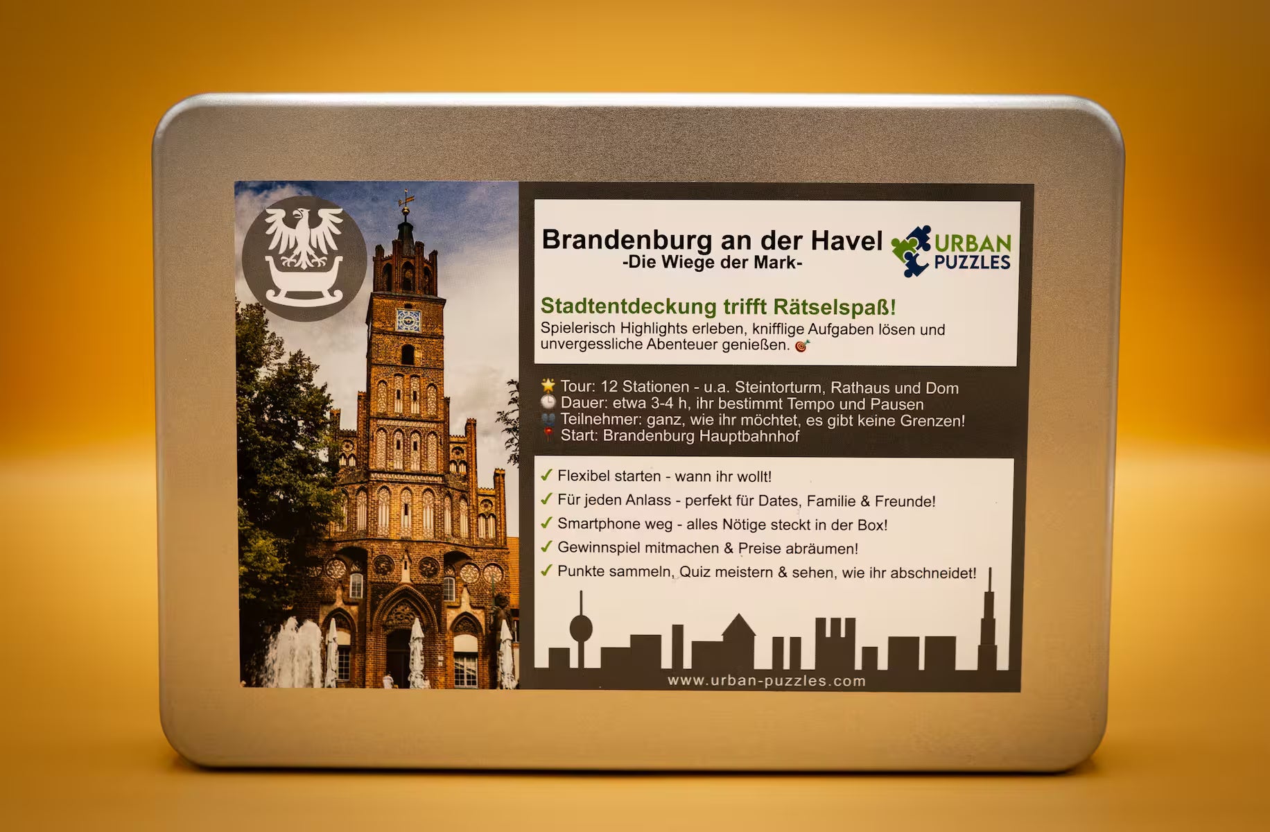 Urban Puzzle Stadtspiel Brandenburg Havel – Spielbox „Die Wiege der Mark“ mit Frontmotiv
